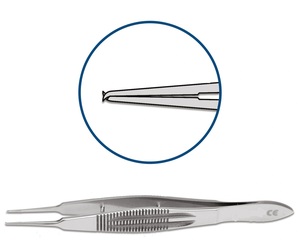 Pinces à suture manuelles Castroviejo 1x2 dents en acier inoxydable, instruments ophtalmiques microchirurgicaux pour la chirurgie oculaire - Product Image 1