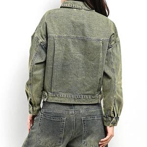 Chaqueta Vaquera para Mujer, Manga Larga, Cuello Camisero, Cierre de Botones, Estilo Trucker, Lavada, Color Sólido, Transpirable, Corta, para Invierno - Product Image 6