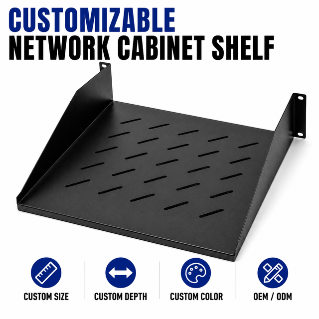 19 Inch Angled Rack Shelf for Server Rack Network Cabinet SPCC Steel Equipment Tray Data Center Rack Mount in Stock Zhonghuiheng