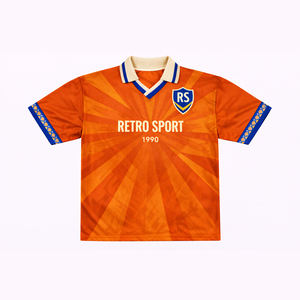 Maillots de football rétro surdimensionnés en maille, design personnalisé, manches courtes, col en V, coupe carrée, maillots de sport - Product Image 6