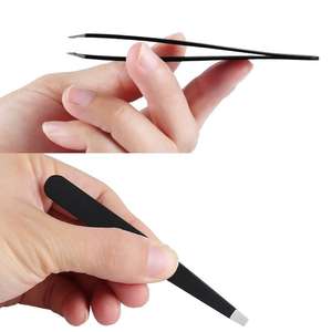 Pinzas Inclinadas de Acero Inoxidable Personalizadas para Extensión de Pestañas y Cejas, Diseño Rosa, Ecológicas, Hechas a Mano, Antiestáticas - Product Image 6