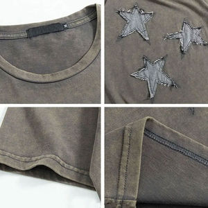 เสื้อยืดคัสตอมลายดาว สไตล์วินเทจ ผ้าฝ้ายฟอกทรงโอเวอร์ไซส์ สตรีทแวร์ แขนสั้น คอกลม ขายส่ง - Product Image 5