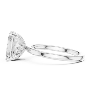 Anillo Solitario Contemporáneo con Diamante Redondo Brillante de 2 Quilates Cultivado en Laboratorio, con Cabeza de Collet, Cesta de Loto y Engaste de Oro Personalizado con Pavé - Product Image 2