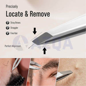 Pinzas de acero inoxidable al por mayor con punta inclinada para cejas, herramienta de precisión para depilación y modelado de cejas - Product Image 4