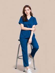 ชุดยูนิฟอร์มแพทย์และพยาบาลแบบสั้น แขนสั้น ผ้าพรีเมียมยืดหยุ่น ระบายอากาศได้ดี เหมาะสำหรับฤดูร้อน - Product Image 6