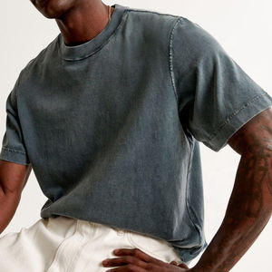 Camiseta Larga Unisex con Efecto Ácido, Algodón Personalizado, Estilo Urbano Oversize, Diseño Vintage Lavado, Patrón Liso, Ringer para Hombre, Ropa Casual - Product Image 4