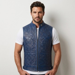 Chaleco de Motocicleta de Cuero Vacuno Genuino para Hombre, Chaqueta Clásica sin Mangas para Motociclista, Venta al Por Mayor OEM - Product Image 2