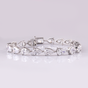Pulsera de tenis chapada en oro de 18 quilates con diamantes cultivados en laboratorio de corte brillante pera de 0.30 quilates para mujer, joyería de boda - Product Image 2