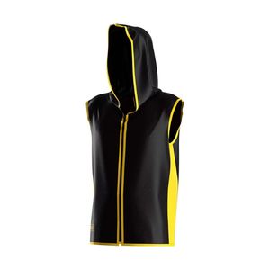 Gilet d'entraînement blanc et jaune sans manches à capuche pour la boxe, veste d'entrée professionnelle pour le ring - Product Image 3