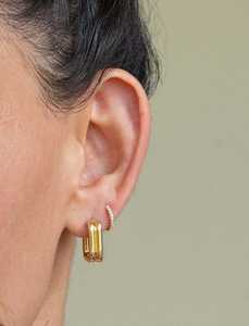 Pendientes de Aro Rectangulares Lisos de Oro Sólido de 14k y 18k, Minimalistas, Solitarios, para Uso Diario, Modernos, Pequeños, Tipo Huggie, Fabricación de Joyería Fina - Product Image 2