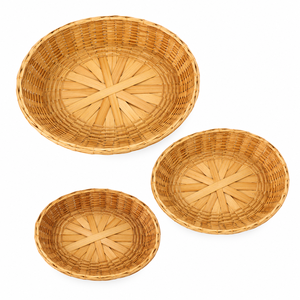 Customizable Handmade Oval Bamboo Storage Baskets Set 3 Eco-Friendly Classic Woven Multifunction Organizers for <b>Food</b> Storage - Product Image 3