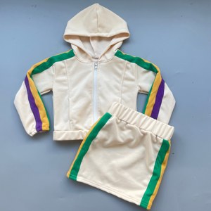 New <b>Mardi</b> <b>Gras</b> Chest Purple Green Gold Stripe Sweatshirt Hoodie and Skirt Set Parent-Child <b>Outfit</b> Casual Customizable - Product Image 1