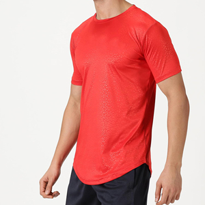 <b>Men</b> Performance Gym Knitted T-<b>Shirt</b> Polyester Spandex Lightweight <b>Stretch</b> Breathable Quick Dry Workout Training Custom OEM - Product Image 3
