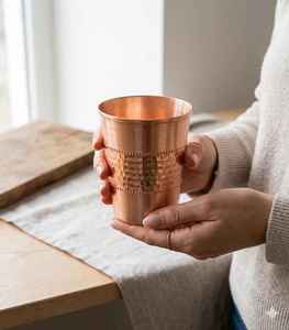 Ensemble de gobelets en cuivre pour boissons, verres à eau en métal, finition martelée lisse, tasses réutilisables pour cuisine, vente en gros - Product Image 1
