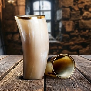 Handcrafted Modern Eco-Friendly Buffalo Horn Glass Tankard Premium Natural Shape Handmade for <b>Beer</b> Ale Celebrations (New - Product Image 6