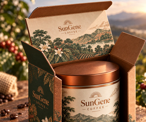 Caja de cartón personalizada para café con tapa de cobre, fondo de cierre automático, autoerigible, impresa offset, para venta minorista - Product Image 4