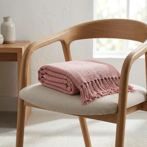 Plain Throw Pink Woven Soft Fabric Solid Long Lightweight Decorative Throw <b>Blanket</b> Home Textile Scarves <b>Shawls</b> Sofa Bed Coverlet - Product Image 3