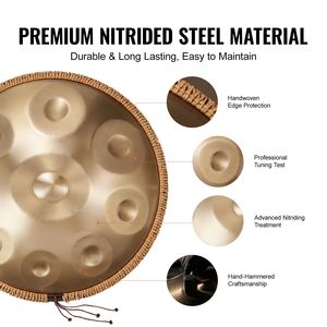 Handpan in Re minore da 22 pollici con 9 note 440Hz, supporto per handpan, borsa per il trasporto e bacchette per strumento a percussione - Product Image 4