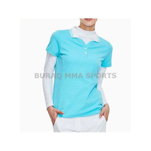 Polo de mujer de manga corta de secado rápido, informal, con cuello de punto, corte regular - Product Image 1