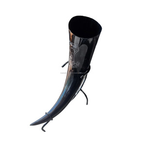 High quality Natural Ox <b>horn</b> <b>Drinking</b> <b>horn</b> with beautiful carved and leather holder Antique Imitation Art Collectible <b>Drinking</b> - Product Image 2