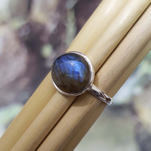 Anillo de labradorita de Fuego Azul Original Plata de Ley 925 hecho a mano Simple delicada joyería apilable de alta calidad la mayoría de moissanita - Product Image 3