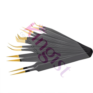 Eyelash Extension Tweezers Professional Custom Stainless Steel Eyebrow Pointed Slanted Tip Set of <b>Tools</b> - Product Image 2