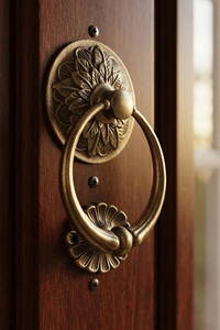 Pomo de Puerta Floral de Latón Antiguo, Herraje Decorativo Vintage para Entrada, Accesorio de Puerta Tradicional Resistente, Acento Rústico para el Hogar - Product Image 2