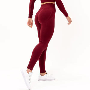 Leggings de yoga taille haute pleine longueur, couleur unie, sans couture, en Spandex et Nylon, taille élastique, style simple - Product Image 6