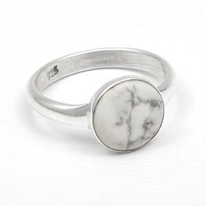 Minimalist Style Round Shaped Natural White Turquoise Gemstone Unisex Wear Stacking <b>Boho</b> <b>Ring</b> Crafted From 925 Sterling Silver - Product Image 1