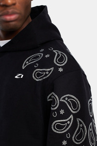 Heavyweight Cotton <b>Fleece</b> <b>Zip</b> <b>Up</b> Hoodies <b>Men</b> Rhinestone Sleeve Design Oversized Streetwear Private Label Manufacturing Bulk - Product Image 6