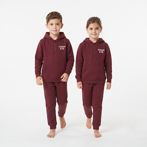 Conjunto Deportivo Moderno para Niños, Sudadera con Capucha y Cierre de Media Cremallera, Pantalones Jogger, Color Vino, Algodón, Colección de Ropa Casual - Product Image 3