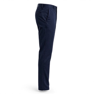 Pantalon Oxford en coton bleu roi coupe droite pour homme, taille mi-haute, devant plat, fermeture boutonnée, formel, infroissable, pour l'automne - Product Image 5