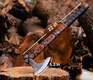 LEGACY BLADES Hache Tomahawk artisanale à lame en acier forgé, manche en bois, hache de survie, outil de découpe pour l'extérieur avec étui en cuir - Product Image 5