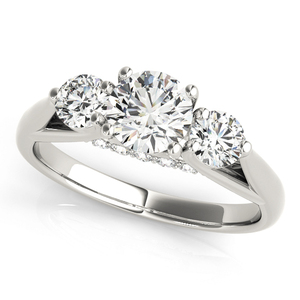 Classic IGI Certified Round Lab Grown Diamond Three <b>Stones</b> and Hidden Accent Detail 10K 14K 18K Gold 925 935 <b>Silver</b> <b>Ring</b> - Product Image 2
