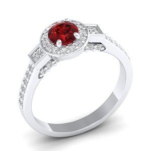REYES New Design 14K Solid Gold GRA Certified Moissanite <b>Ring</b> Customized Round Cut 0.5 Garnet Gemstone Wedding Fine Jewelry - Product Image 2