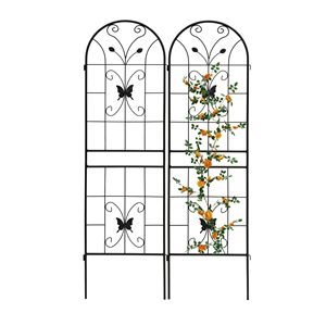 Set di 2 tralicci da giardino in metallo neri antiruggine da 180 cm x 50 cm per piante rampicanti, supporto per fiori da esterno - Product Image 5
