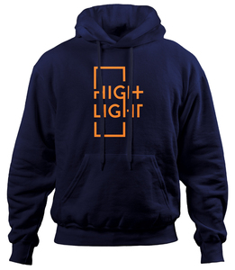 Men's <b>Navy</b> Blue Hooded <b>Sweatshirt</b> Front Geometric Print Regular Fit Casual Pullover With Kangaroo Pocket - Product Image 5
