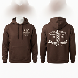 Premium 320 GSM Cotton Fleece Barber Hoodie Brown <b>Pullover</b> Custom Screen Print Logo Soft Warm Heavyweight Daily - Product Image 1