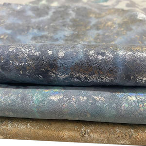 หนังแกะชั้นบนสุด หนังแกะฟอกแบบไม่ใช้โครเมียม ลายดอกไม้สีทองและสีเงินหลากสีสัน - Product Image 5