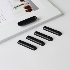 Wholesale Price Modern Oval Recessed Zinc Alloy <b>Handle</b> Matte <b>Black</b> Flush Pull Hardware Products for <b>Kitchen</b> Bathroom <b>Cabinet</b> - Product Image 1