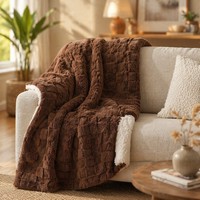 Plaid chauffant électrique jacquard à carreaux, en sherpa, 50x60, chauffe rapidement, lavable, OEM/ODM