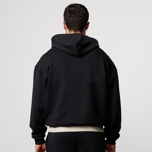 Sweat à capuche en polaire polyester 370g pour homme, coupe classique, couleurs personnalisables, manches classiques, couleur unie, vêtement décontracté pour l'automne - Product Image 2