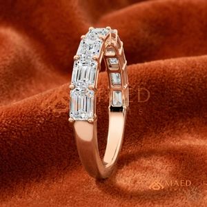 Elegante Anillo de Moissanita con Corte Esmeralda para Mujer, Oro Rosa, Regalo de Joyería para Aniversario de Bodas, EE. UU. - Product Image 3