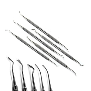 Kit de 12 instruments de laboratoire de base en acier inoxydable, outils dentaires avec poignées en bois, poignée moletée, utilisation manuelle - Product Image 5