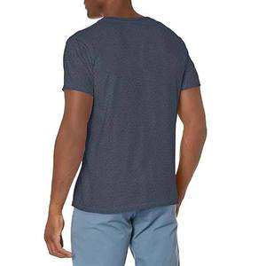 Camiseta de Manga Corta para Hombre, Cuello Redondo, Color Azul Marino, Corte Regular, Color Sólido, Informal, Tejido de Punto, 100% Algodón - Product Image 2