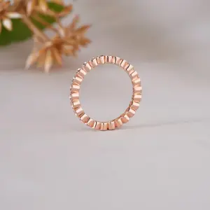 Elegante Anillo de Eternidad de Oro Rosa con Diamantes para Mujer, Anillo Delgado para Boda, Compromiso, Aniversario, Regalo de Joyería Fina de Lujo - Product Image 5