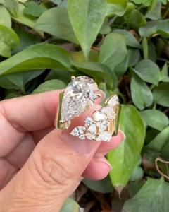 Bague de mariée en moissanite et diamants en forme de poire, design unique, pour femme, en argent 925 véritable, cadeau de fiançailles pour les amoureux - Product Image 4