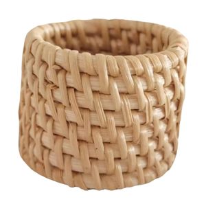 Lot de porte-serviettes en rotin naturel tressé faits à la main, écologiques et réutilisables, accessoires de décoration de table pour mariage rustique et fête - Product Image 5