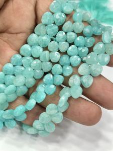 Cuentas facetadas de amazonita verde natural AAA en forma de corazón, tamaño 6-7 mm aprox. Cadena de 8 Pulgadas - Product Image 6