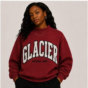 เสื้อสเวตเชิ้ตสตรีทแวร์ทรงโอเวอร์ไซส์ รุ่นคัสตอม หนานุ่ม พิมพ์ลายกราฟิก Glacier Varsity สีเขียวอมฟ้า ตัวอักษรสีเขียว สำหรับฤดูใบไม้ร่วงและฤดูหนาว - Product Image 6